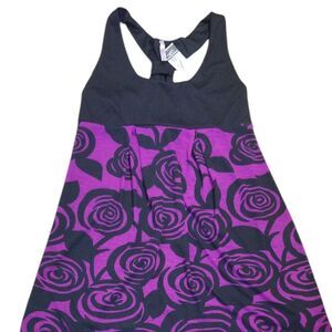 NWT Rue21 Purple Rose Floral Fit & Flare Mini Dress L | Whimsigoth Dark Coquette